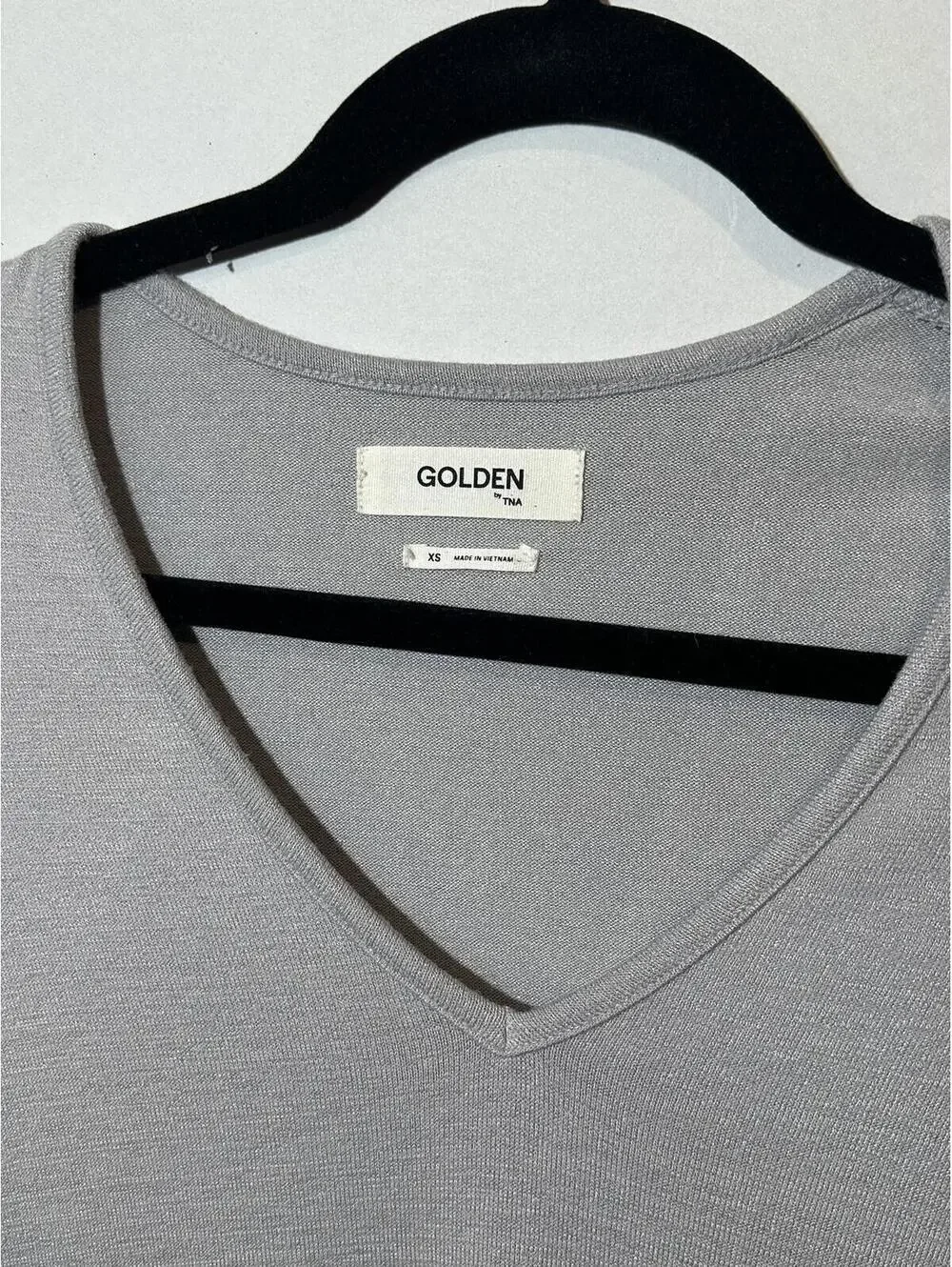 Aritzia TNA Golden Bodycon Mini Dress XS Gray Short Sleeve Stretch Knit - Picture 4 of 8